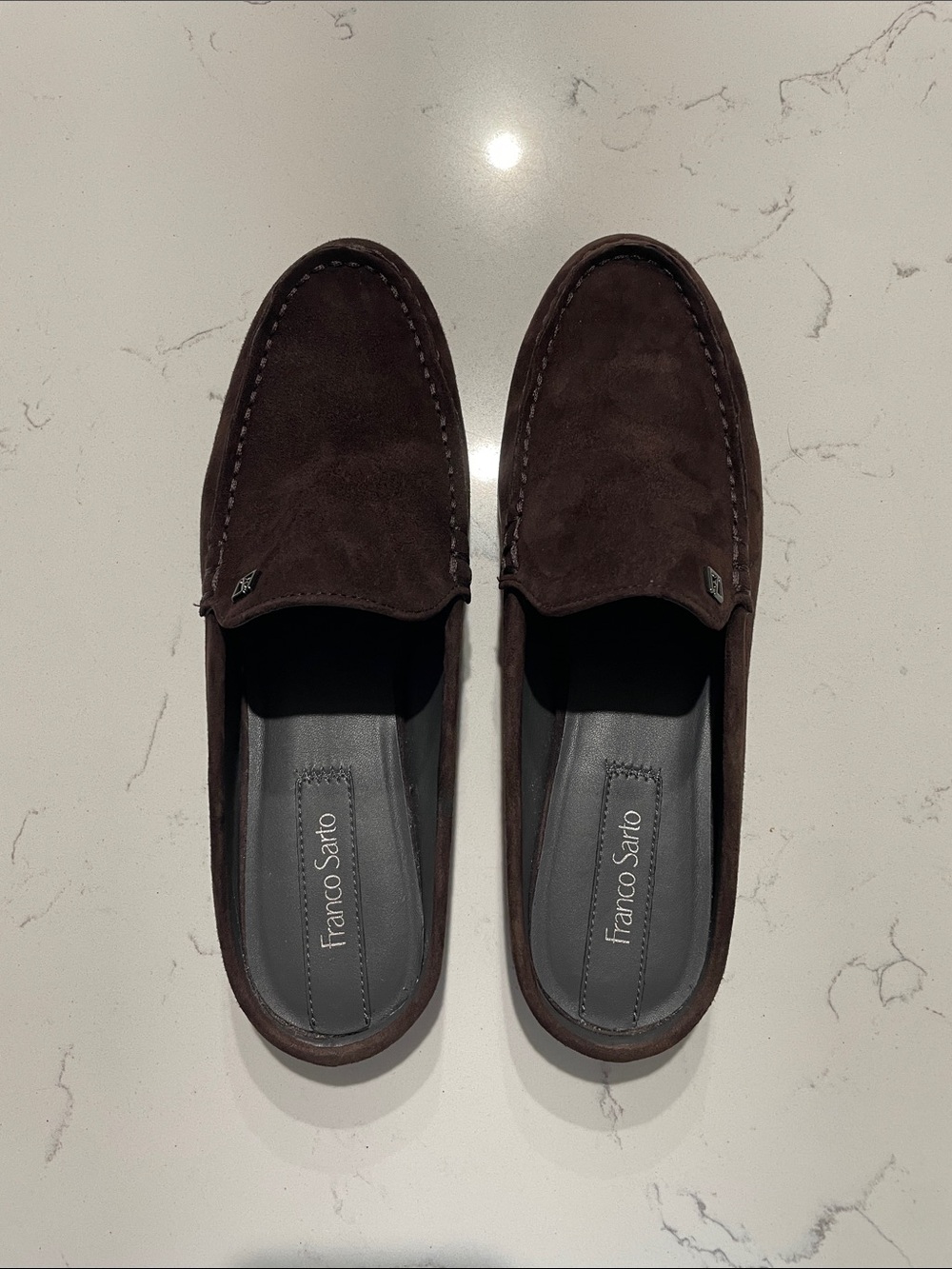 Franco Sarto Dark Brown Suede Slip-On Loafers - Picture 4 of 8